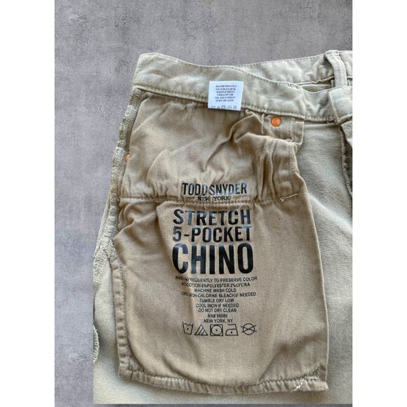 Todd Snyder Stretch 5-Pocket Chino Pants Mens 34x34 Tan Casual Slim Fit - Picture 7 of 14